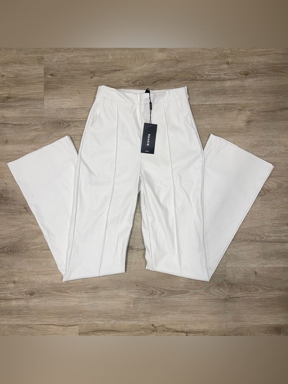 White High-Waist faux leather size small
